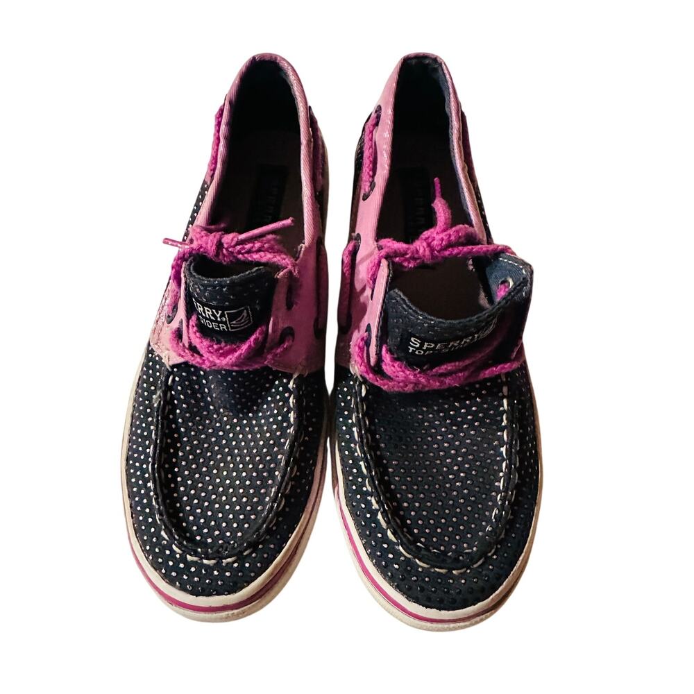Sperry Girls Top-Sider Bahama Navy/Purple Dot Us 2.0M boat Shoes preppy slip-on